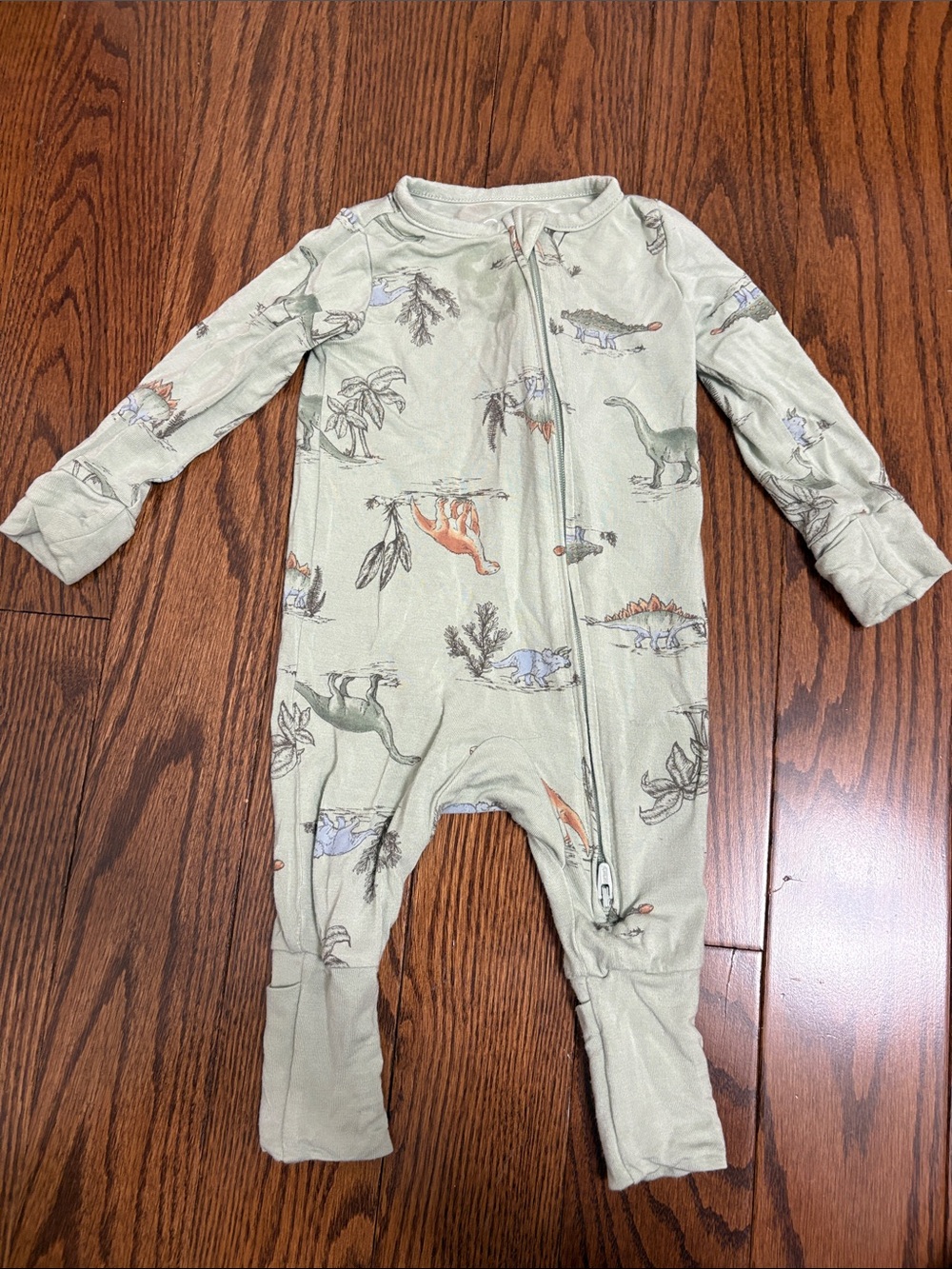 Carter's Sage Green Dinosaur Zip One-Piece Footie